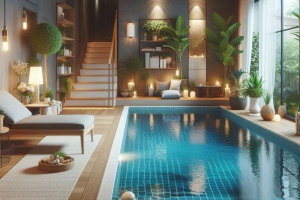 piscina em uma pequena área da casa