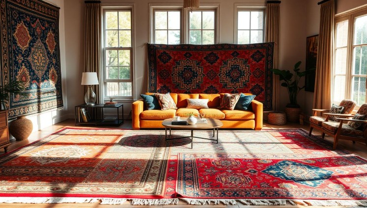 tapetes estampados e coloridos